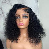 12 Inch 5x5 Curly Bob Wig Left Side Part