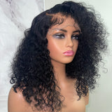 12 Inch 5x5 Curly Bob Wig Right Side Part